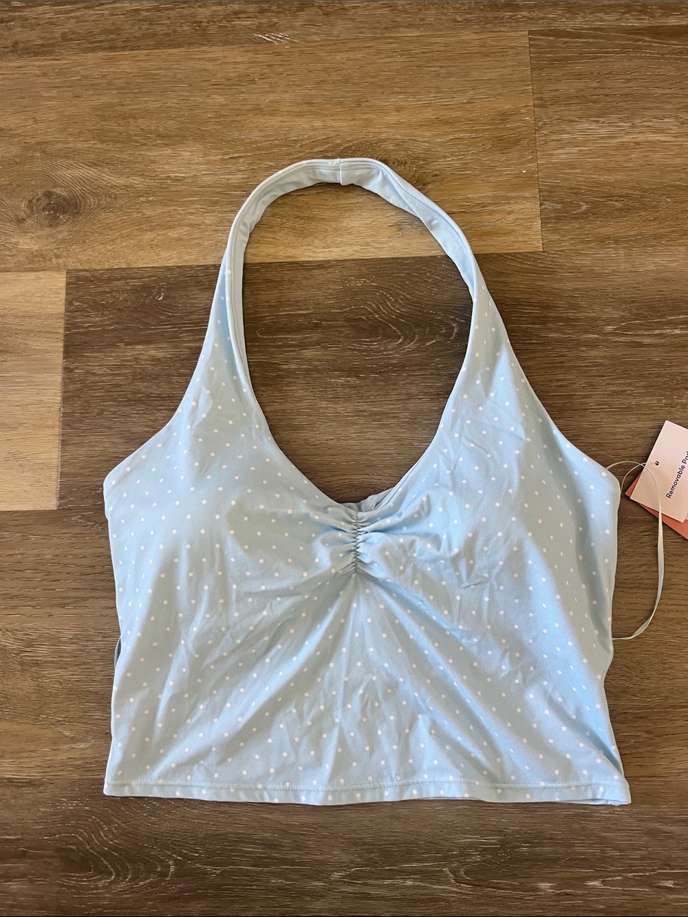 NWT JoyLab Women's Halter Padded Tank Top Blue Polka Size M